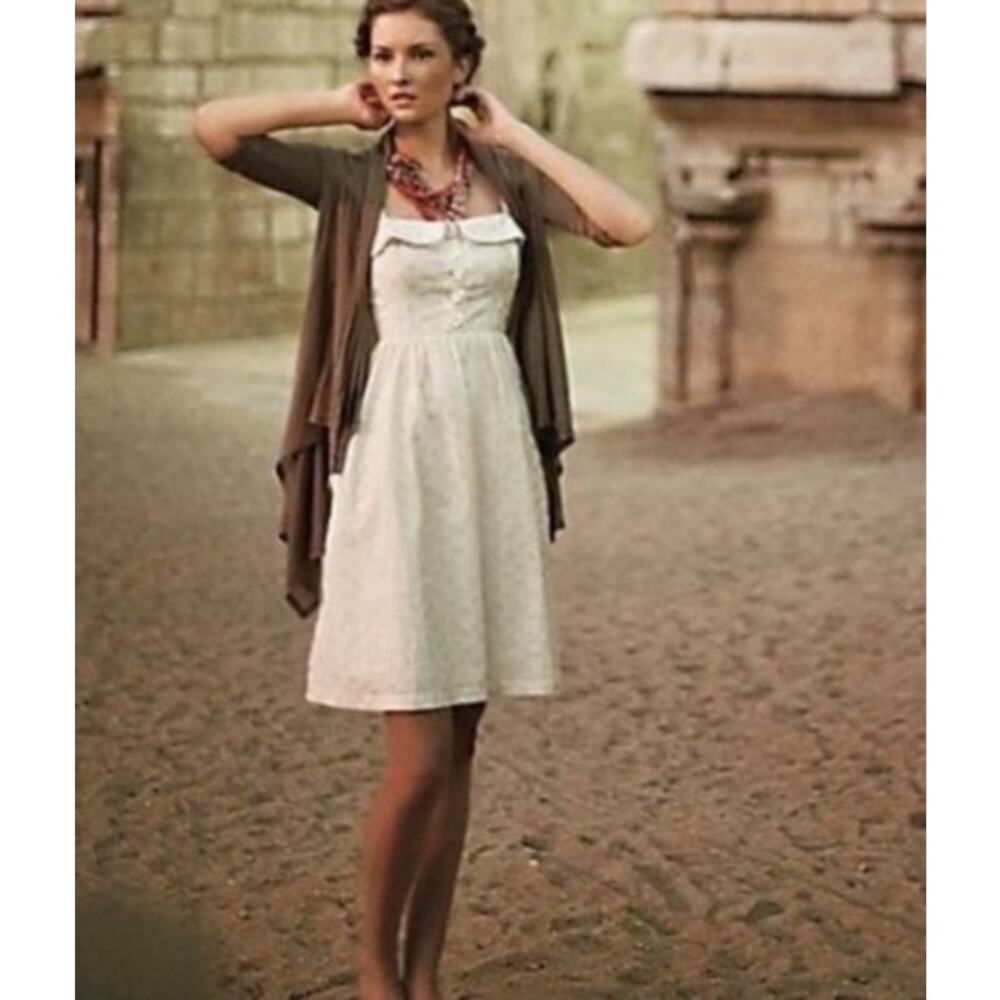 NWT Anthropologie Maeve Golden Polka Dot Dress Sz. 12